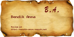 Bendik Anna névjegykártya